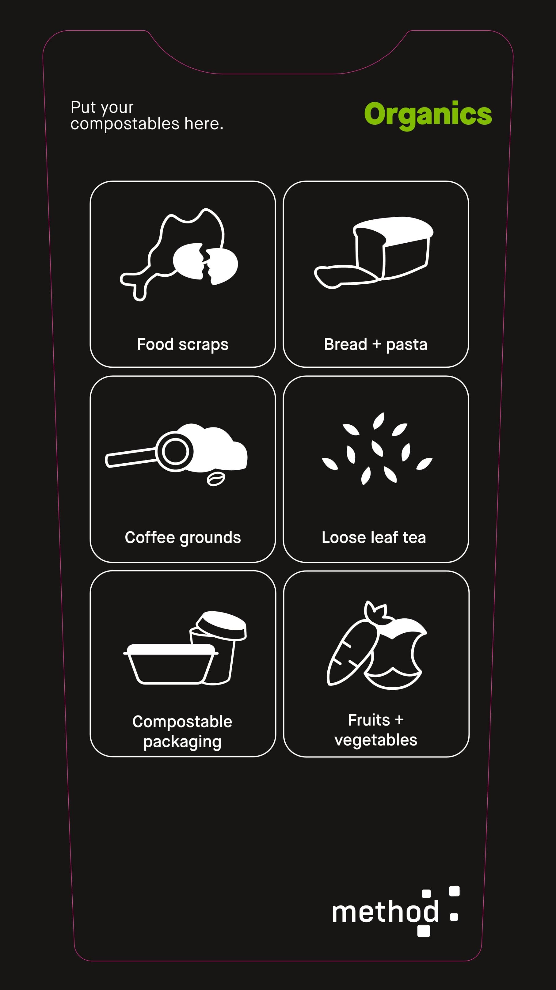 60L Front Bin Label - Organics - NZ
