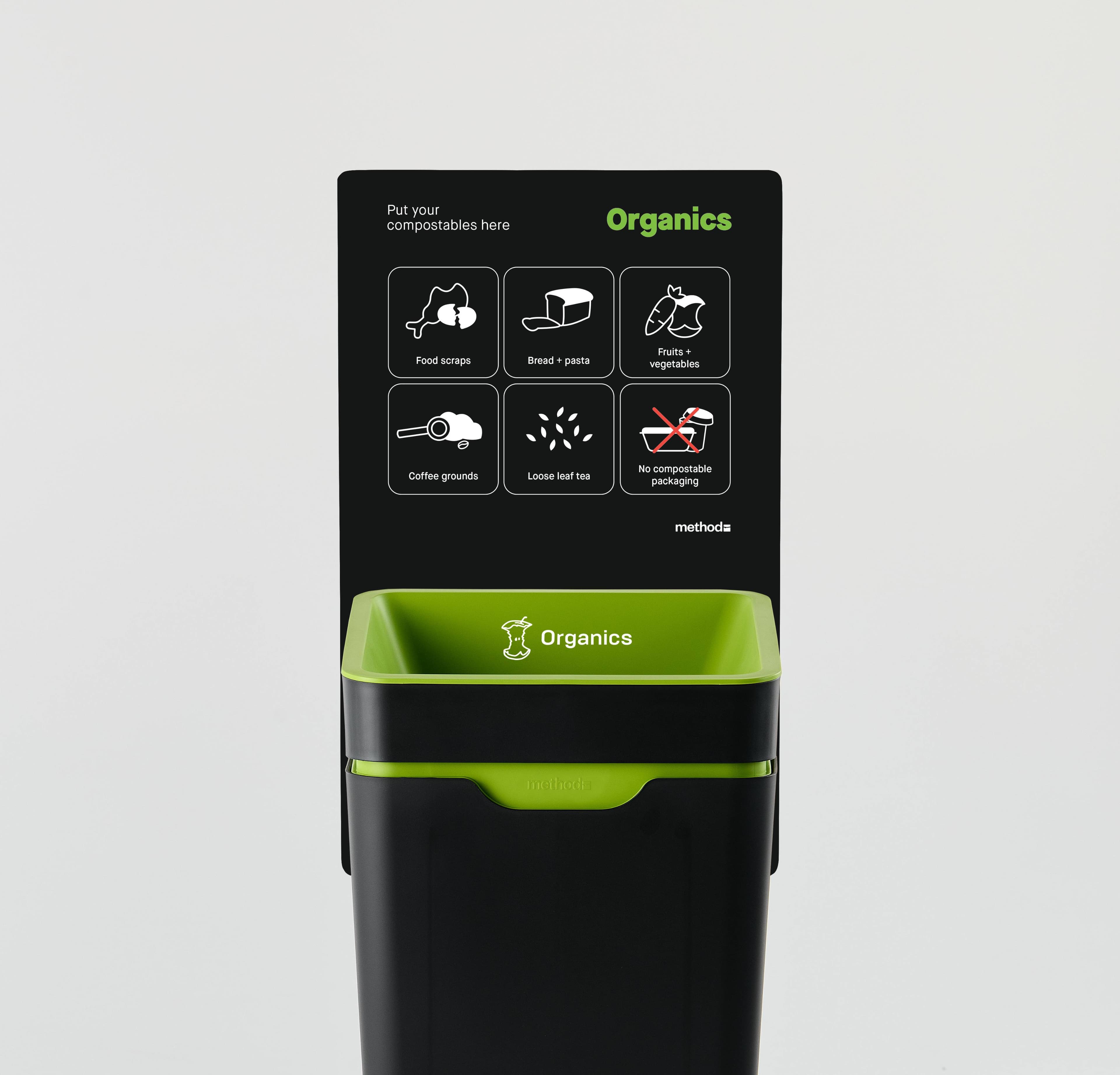 1 Bin Vertical Sign - Organics - No Compostable packs - NZ