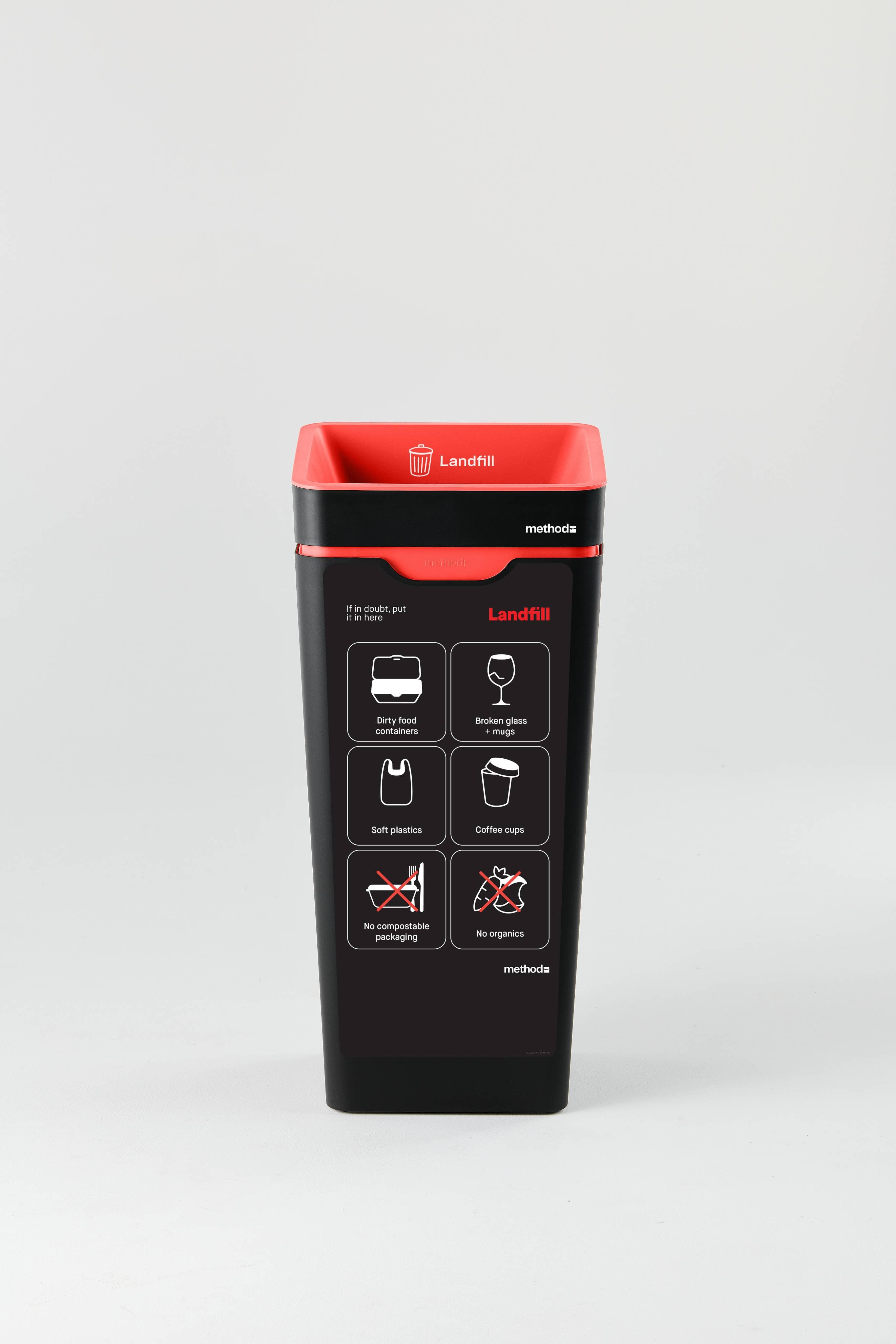 60L Bin Front Label - Landfill - No Compostable Packaging-AU