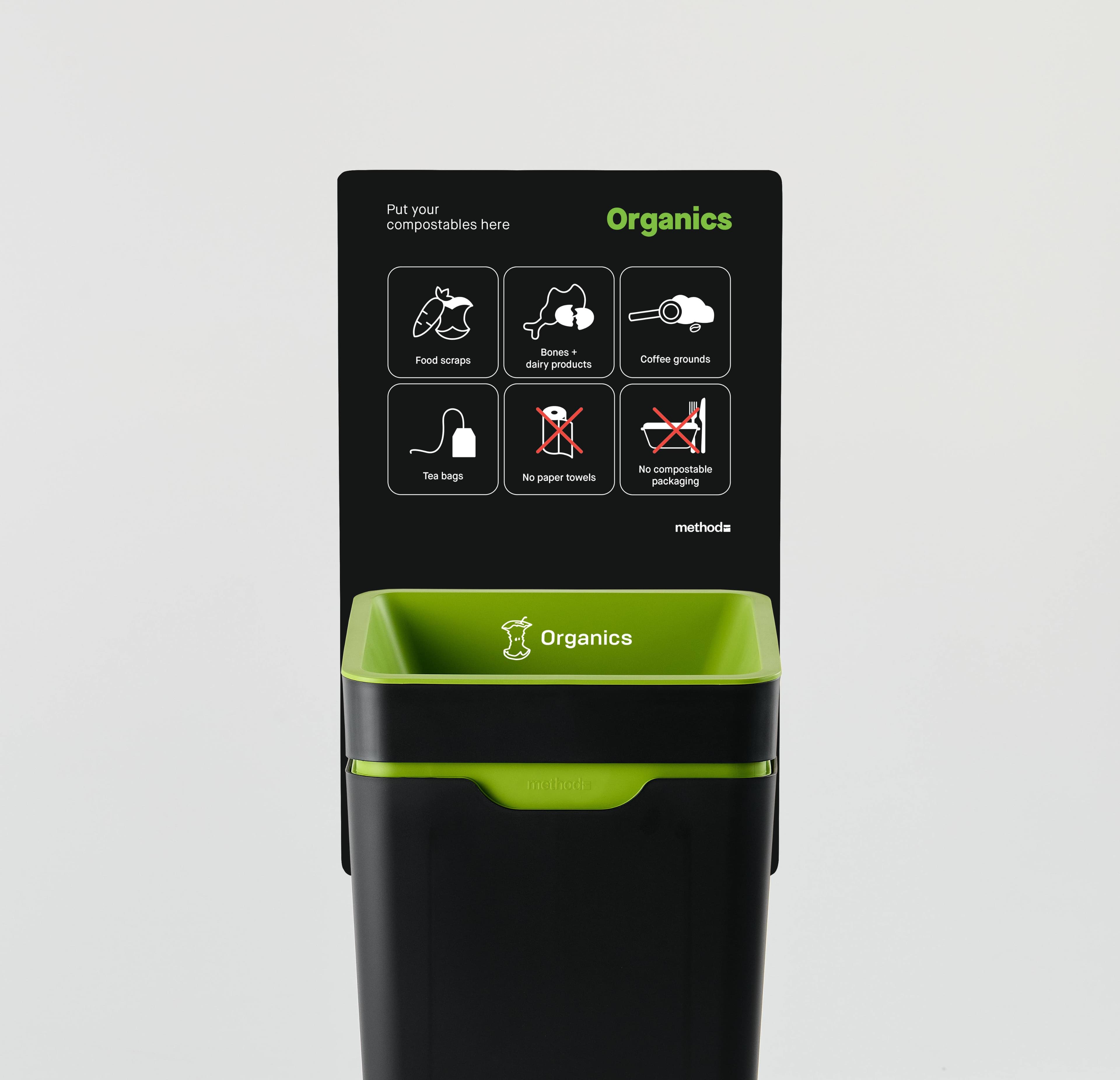 1 Bin Vertical Sign - Organics - No Compostable packs / Paper towels-AU